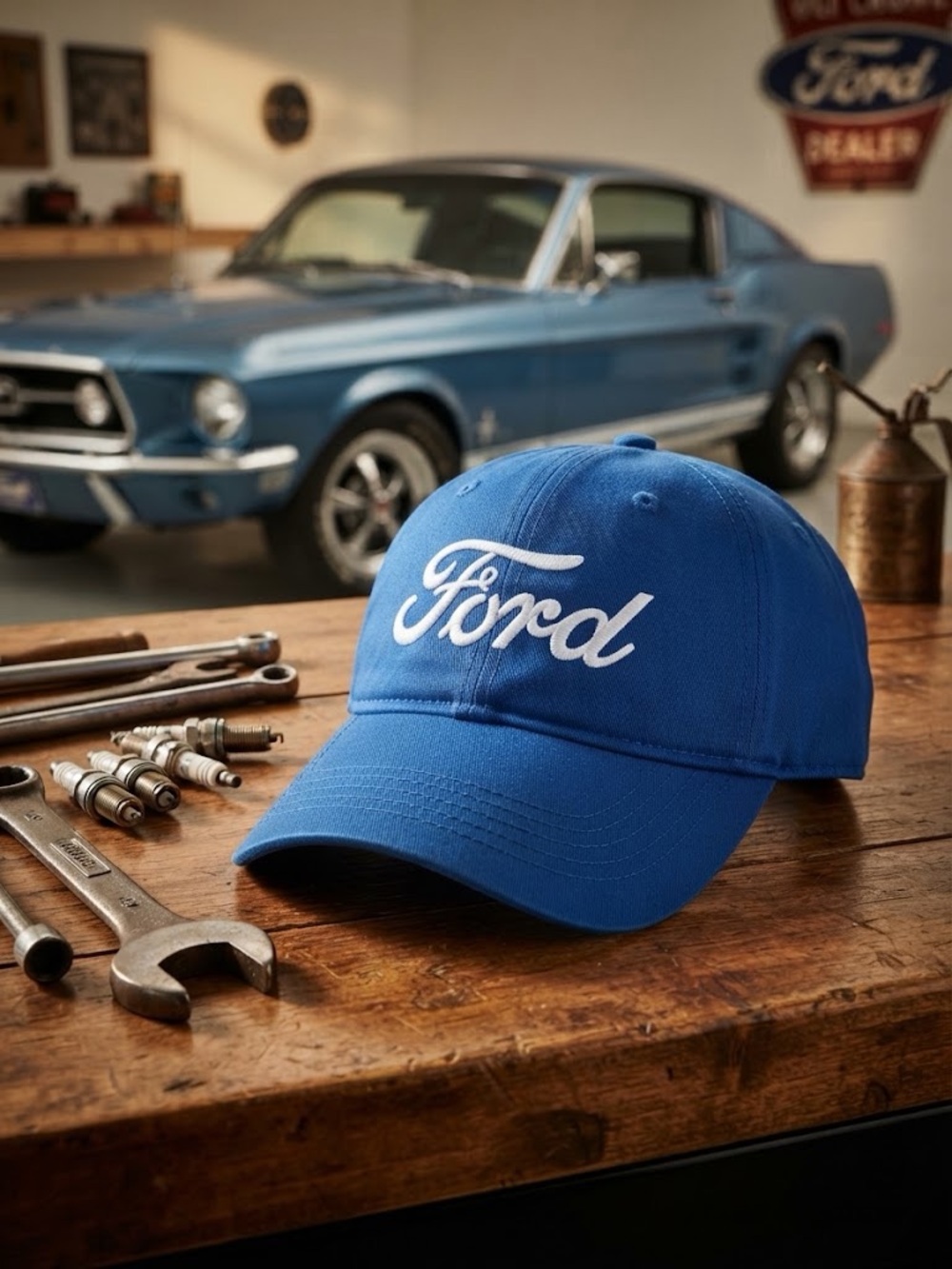 Ford Blue Embroidered Script Baseball Cap